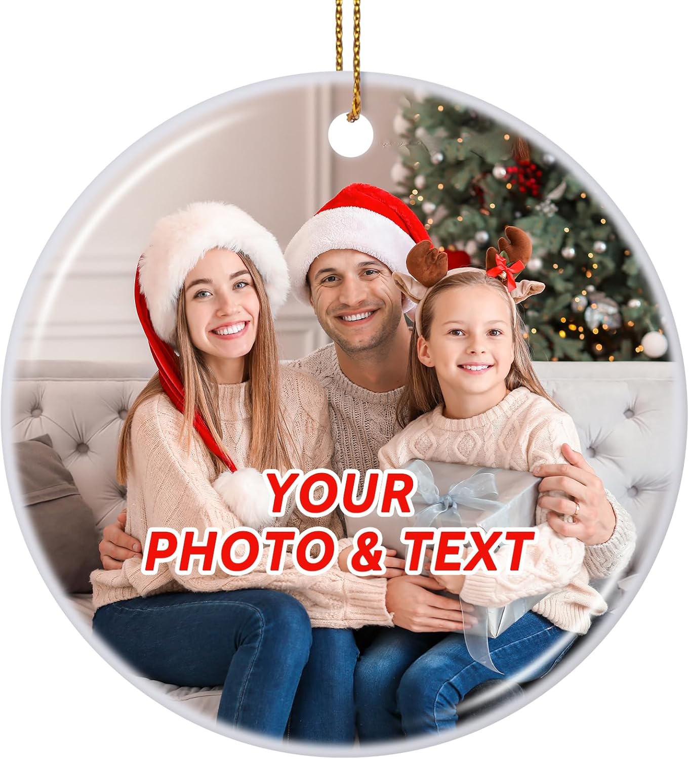 Personalized Christmas Ornaments 2025, Custom Photo Text Ornament Keepsake Gift for Christmas Tree
