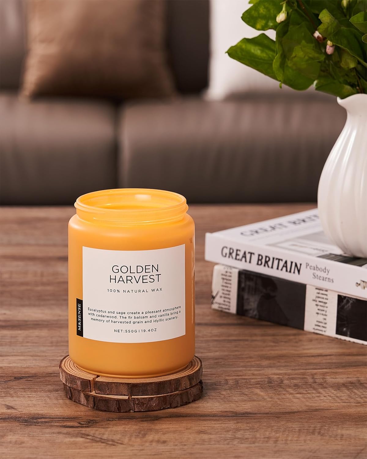 M&SENSE Fall Harvest Scented Candles, 19.4oz 110 Hours Large Natural Soy Long Lasting Slow Burning