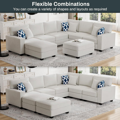 L Lengend Vansen Modular Sectional Sofa U Shaped Couch with Ottoman Modern Reversible Corner
