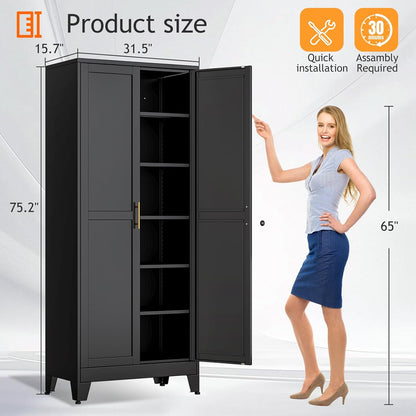 Kitchen Pantry Storage Cabinet with Doors and Adjustable Shelves, Metal ClosetMaid Food Pantry