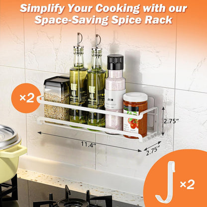 Spice Rack wall mounted 2 Pack, Space-Saving Spice Organizer for Spice Jars and Seasonings,Screw or