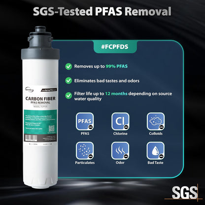 iSpring SGS-Tested PFAS Removal Carbon Block Replacement Water Filter Cartridge FCPFDS for DS4