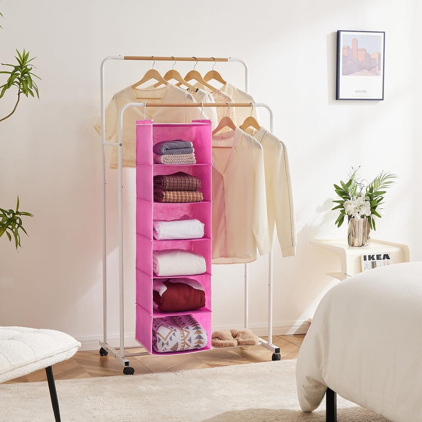 MAX Houser 6-Shelf Hanging Closet Organizer, Hanging Storage Shelves with 2 Sturdy Hooks