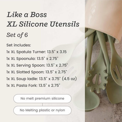 Starpack 'Like a Boss' XL Premium Silicone Cooking Utensils Set (6 Pcs) - Heat Resistant Kitchen