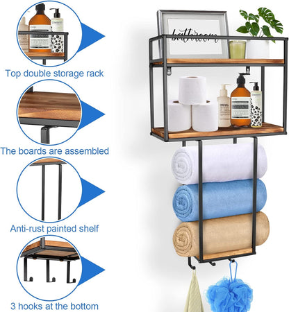 Towel Rack Wall Mounted - Space-Saving Design for Small Bathrooms - Versatile Organizer for Towels