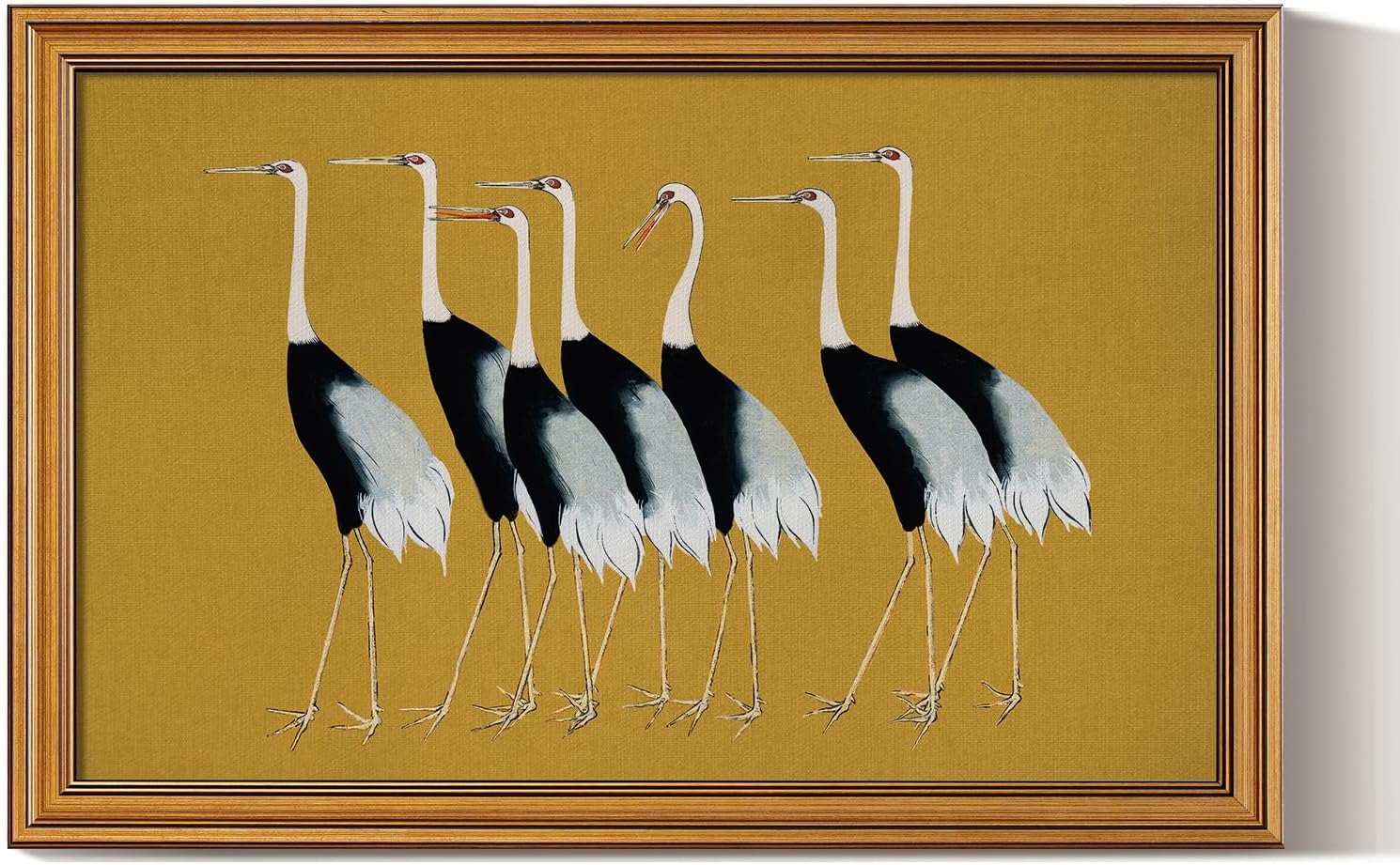 HUARCEY Gold Framed Vintage Wall Art for Living Room, Animals Painting Prints Shelf Decor for