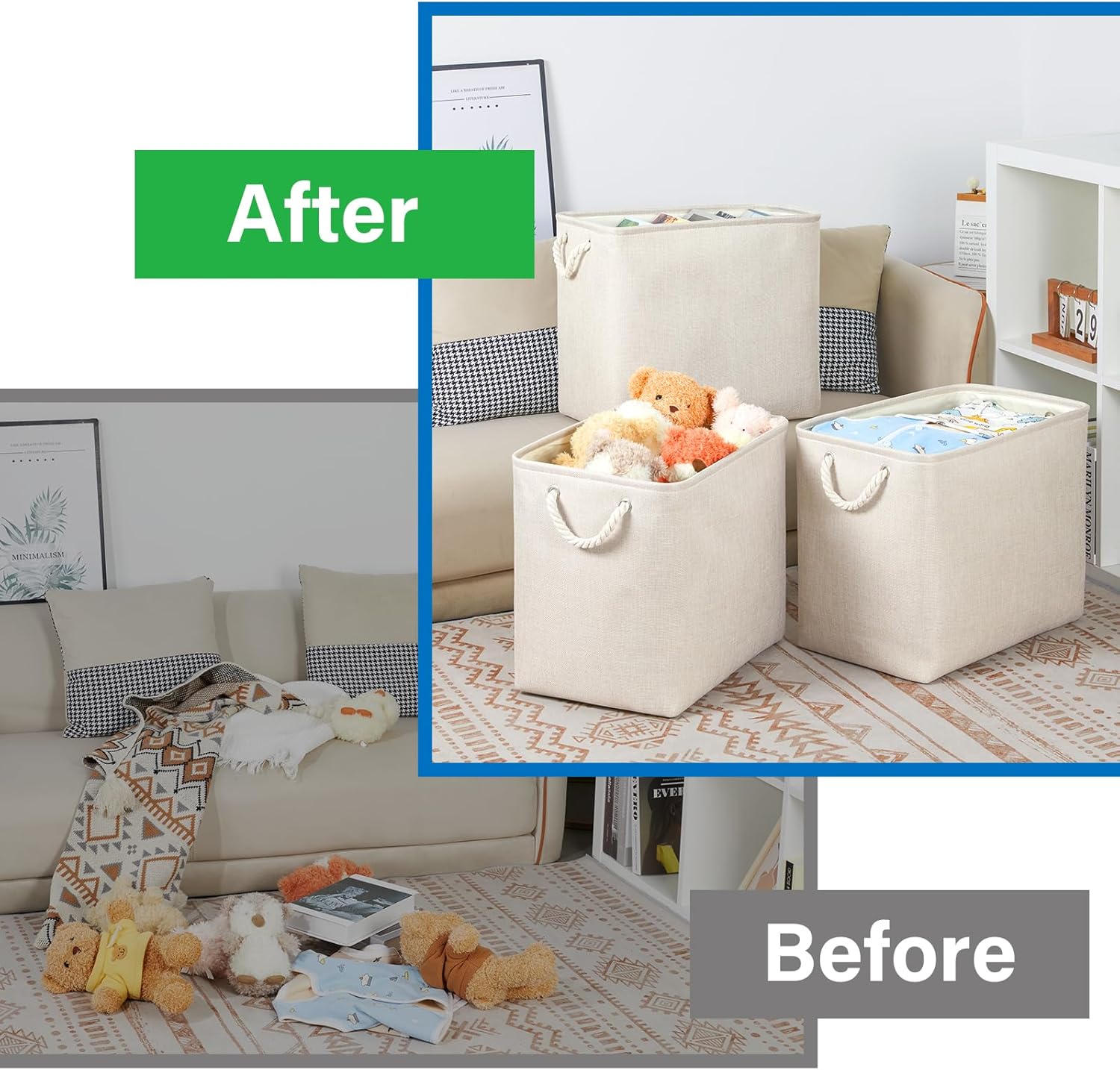 Bidtakay Extra Large Storage Baskets for Organizing Clothes Storage Bins 3 Pack Fabric Storage Bins