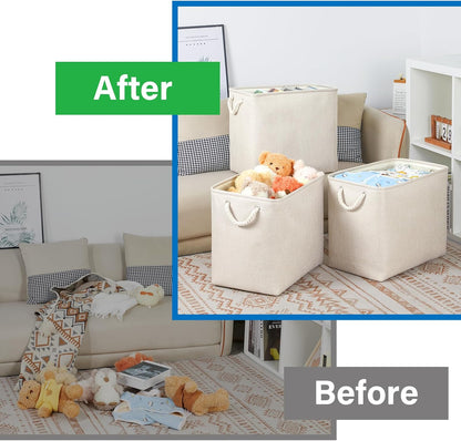 Bidtakay Extra Large Storage Baskets for Organizing Clothes Storage Bins 3 Pack Fabric Storage Bins