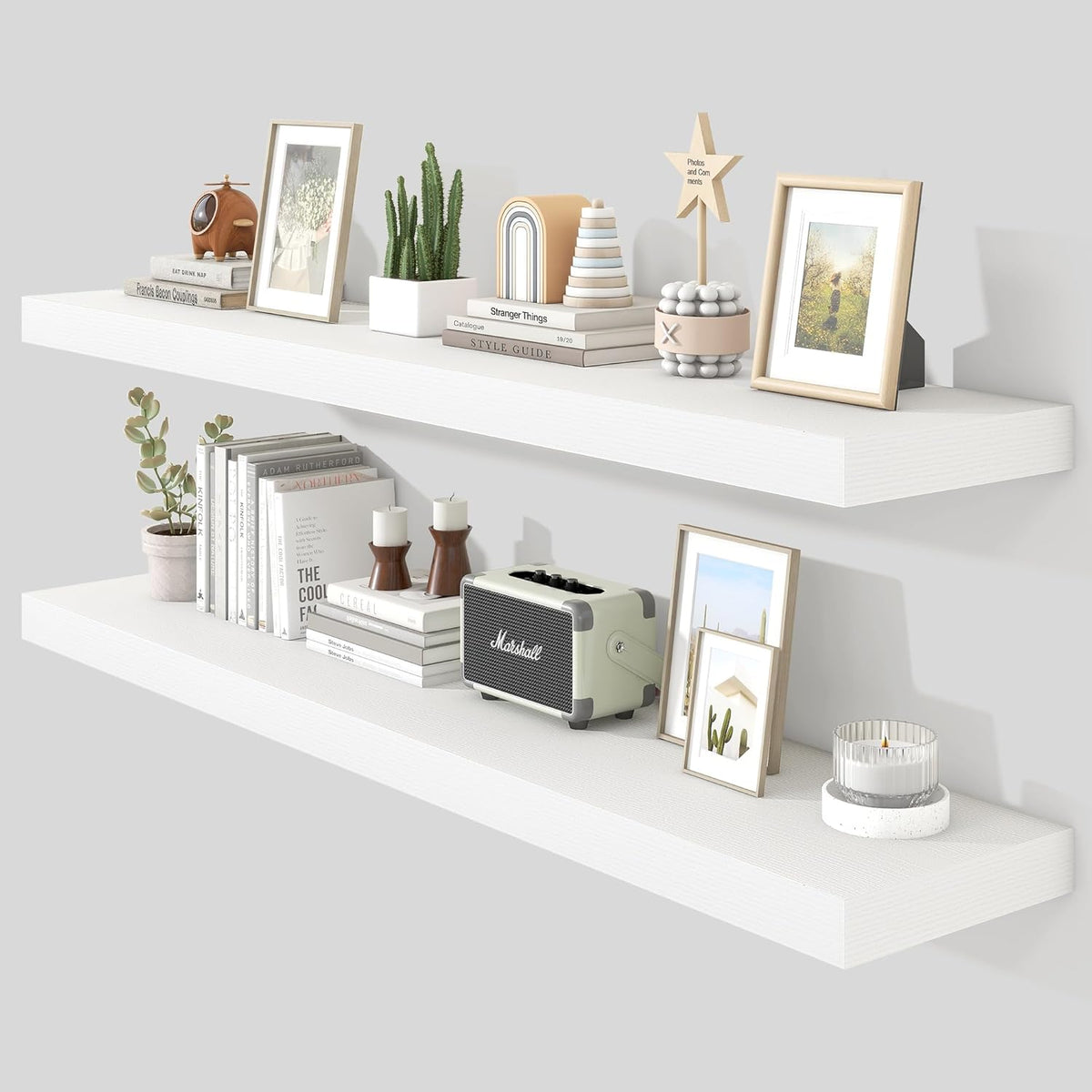 Heimlove 55 Inch Floating Shelves for Wall,10 Deep 10 Deep Large White Wall Shelf with Heavy Duty