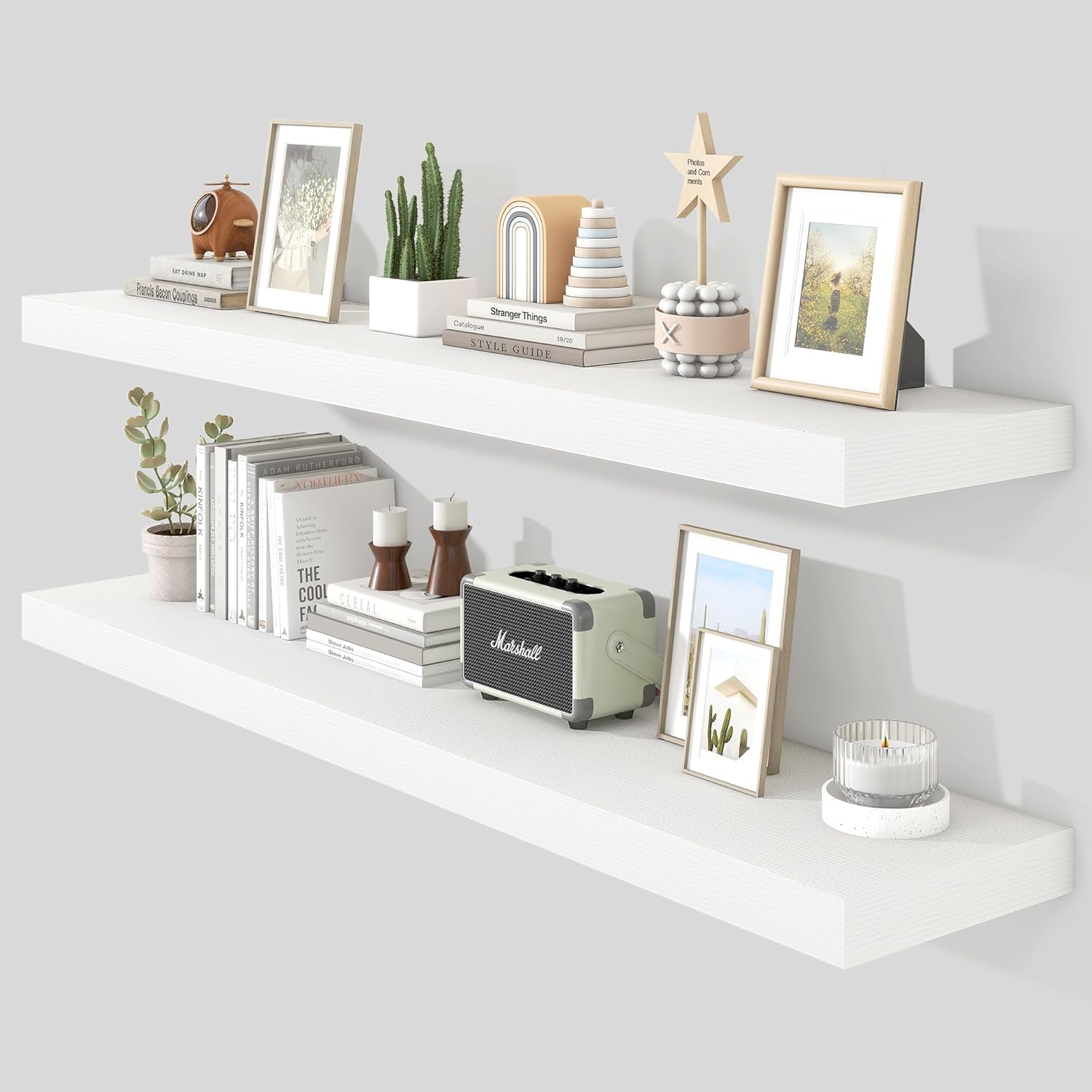 Heimlove 55 Inch Floating Shelves for Wall,10 Deep 10 Deep Large White Wall Shelf with Heavy Duty