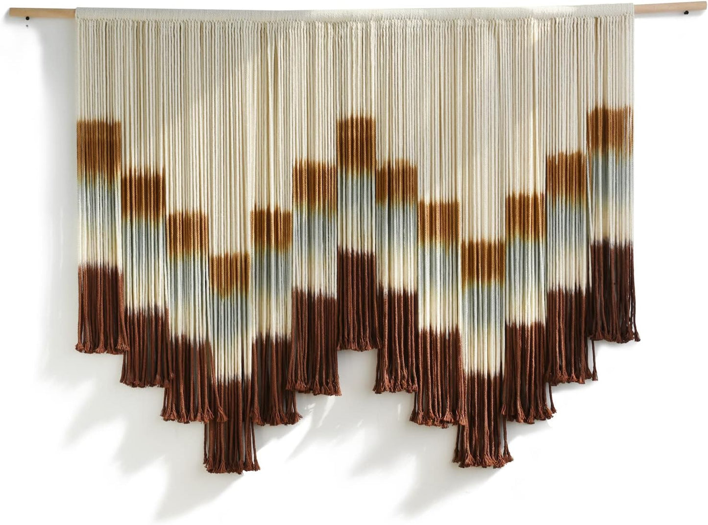Flber Macrame Wall Hanging Tie-Dye Geometric Decor Large Scale Wall Art Statement Bohemian Yarn