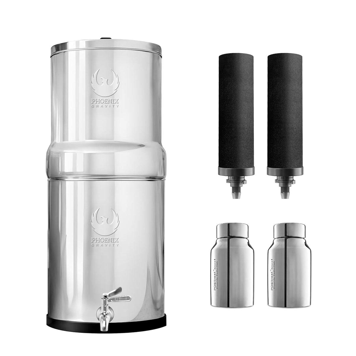 1.5 Gallons NSF Certified AISI 304 Stainless Steel Water Filter with 2 Smart Carbon (Black)