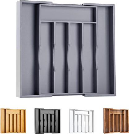 Kitchen Silverware Drawer Organizer and Storage Bamboo Wood Cooking Utensil Holder Cutlery Knife