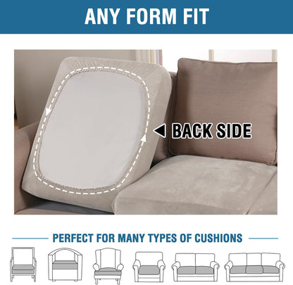 H.VERSAILTEX Velvet Stretch Couch Cushion Cover Plush Cushion Slipcover for Chair Loveseat Sofa