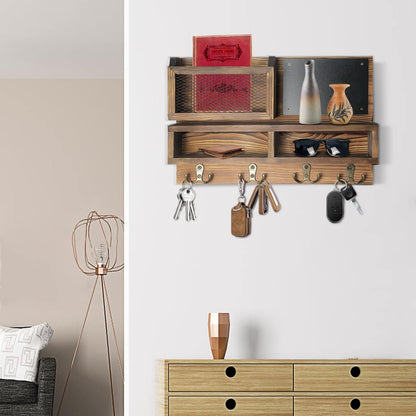 Key Holder for Wall, Mail Organizer Wall Mount with Key Hooks and Wallet Holder, Sunglasses Storage