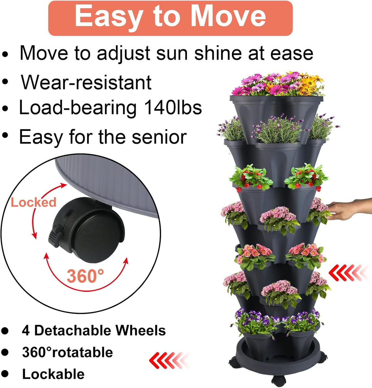 Vertical Planter 7 Tier Stackable Planters Garden Planters Strawberry Herb Flower and Vegetable