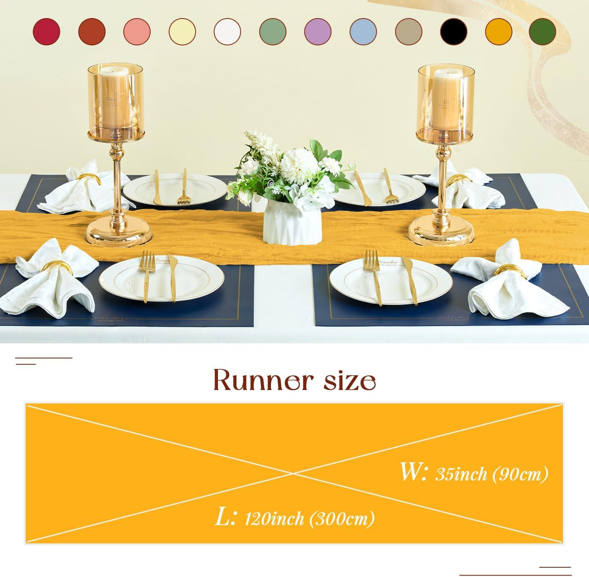 Sioloc Yellow Cheesecloth Table Runner Fall Autumn Decor for Home 10ft Table Cloth for Wedding