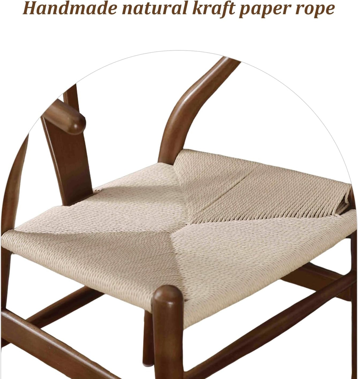 Wishbone Chair Natural Solid Wood Dining Chair/Hans Vegner Y Chair Rattan and Wood Accent Armrest