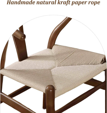 Wishbone Chair Natural Solid Wood Dining Chair/Hans Vegner Y Chair Rattan and Wood Accent Armrest