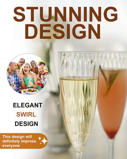 Plastic Champagne Flutes, 36 PCS Clear Disposable Wine Glasses Reusable Plastic Cocktail Cups for