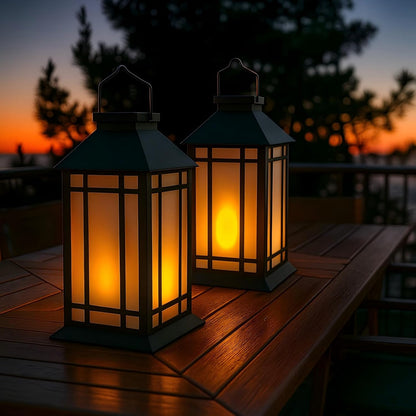 13-Inch IP65 Waterproof Battery-Powered Outdoor Lantern with Led Flameless Candle and 6-Hour Timer