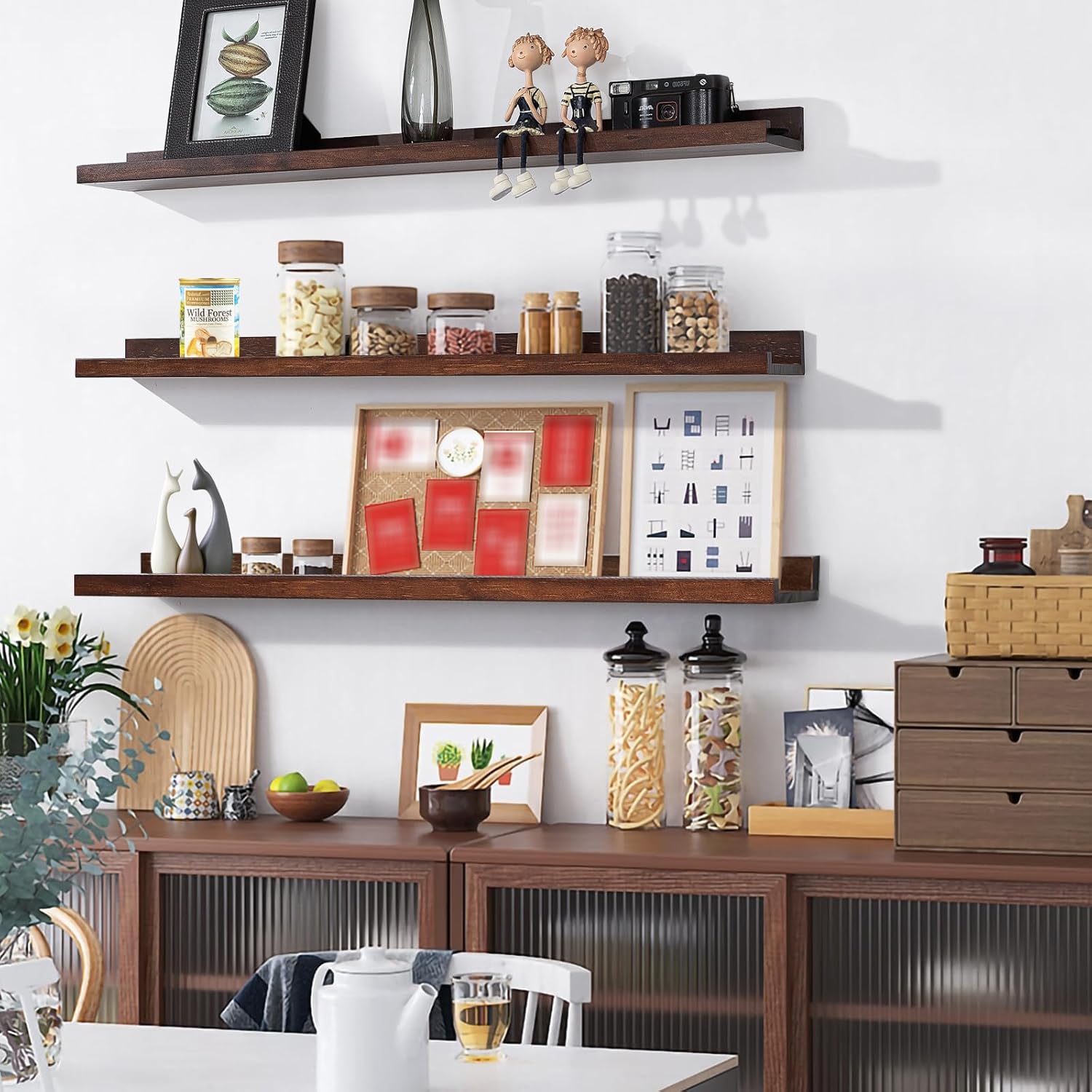 AZSKY Floating Shelves Wall Mount Deep Walnut for Wall Storage 36 Inch Rustic Picture Photo Ledge