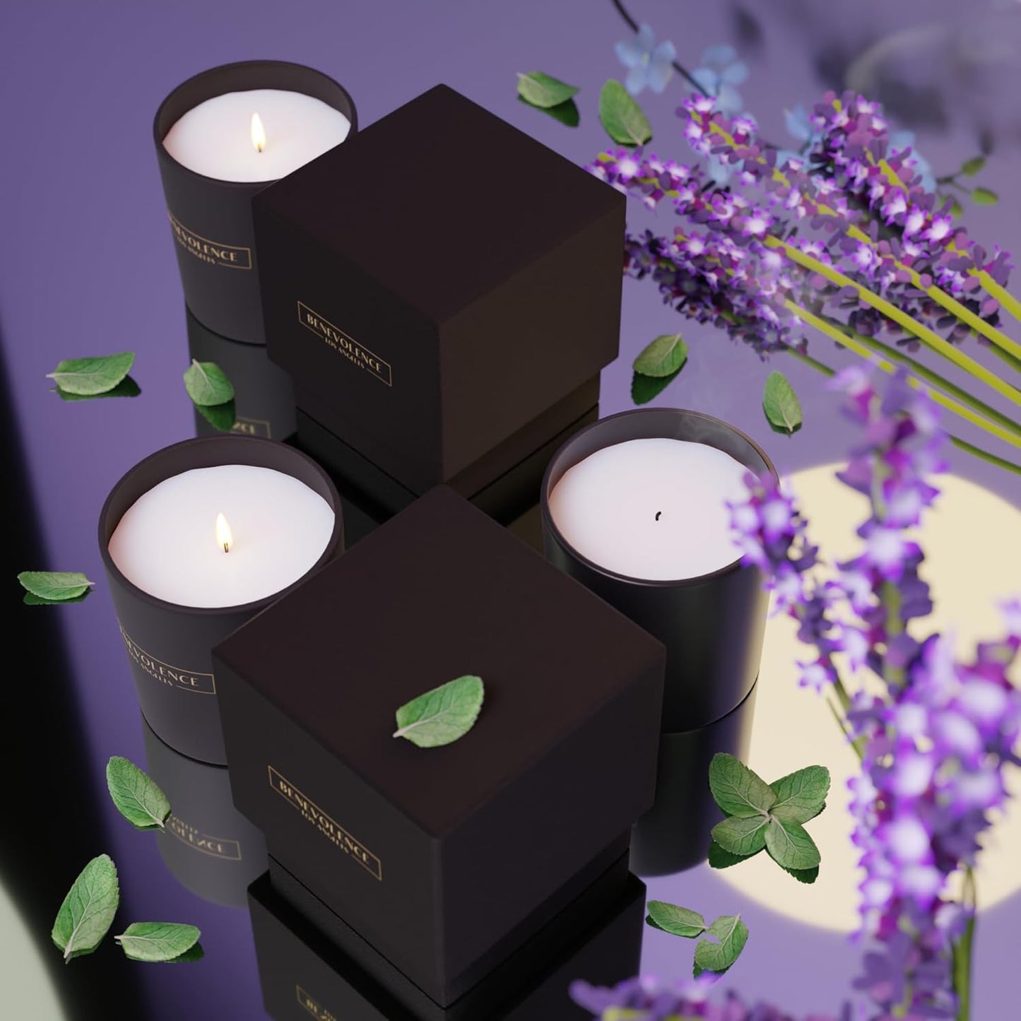 Benevolence LA Lavender, Mint & Sage Scented Candle | Soy Candles, Black Candle for Home | Gifts