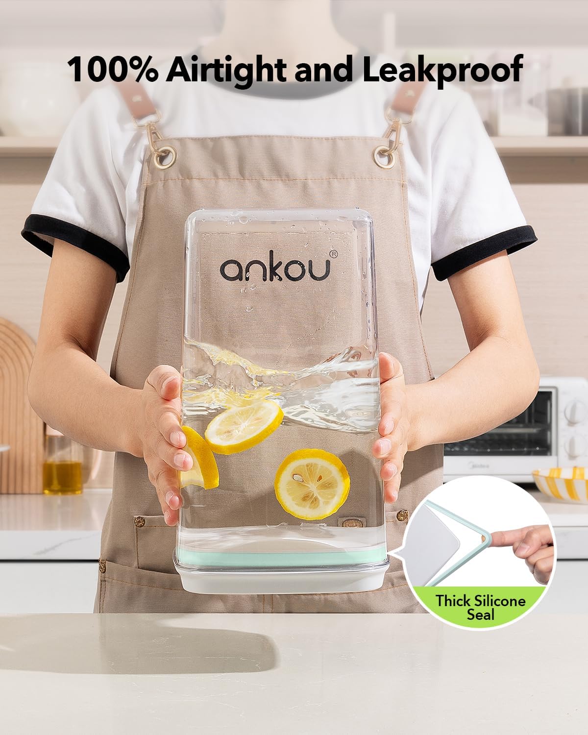 Ankou Airtight Food Storage Container with Pop Lid & 130ml Scoop, 4L/4.2qt *4 BPA-Free Cereal