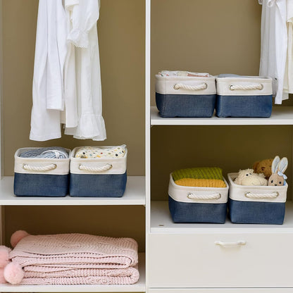 Storage Basket for Organizing - 12x8x5.2 inch Small 6 Pack Fabric Storage Bin Collapsible Baskets