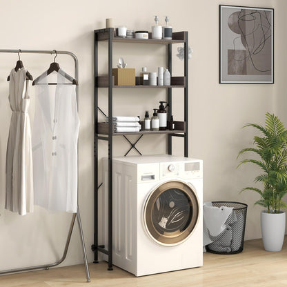 Giantex Over The Toilet Storage Shelf, 3-Tier Freestanding Space Saver Above Toilet with 4 Hooks
