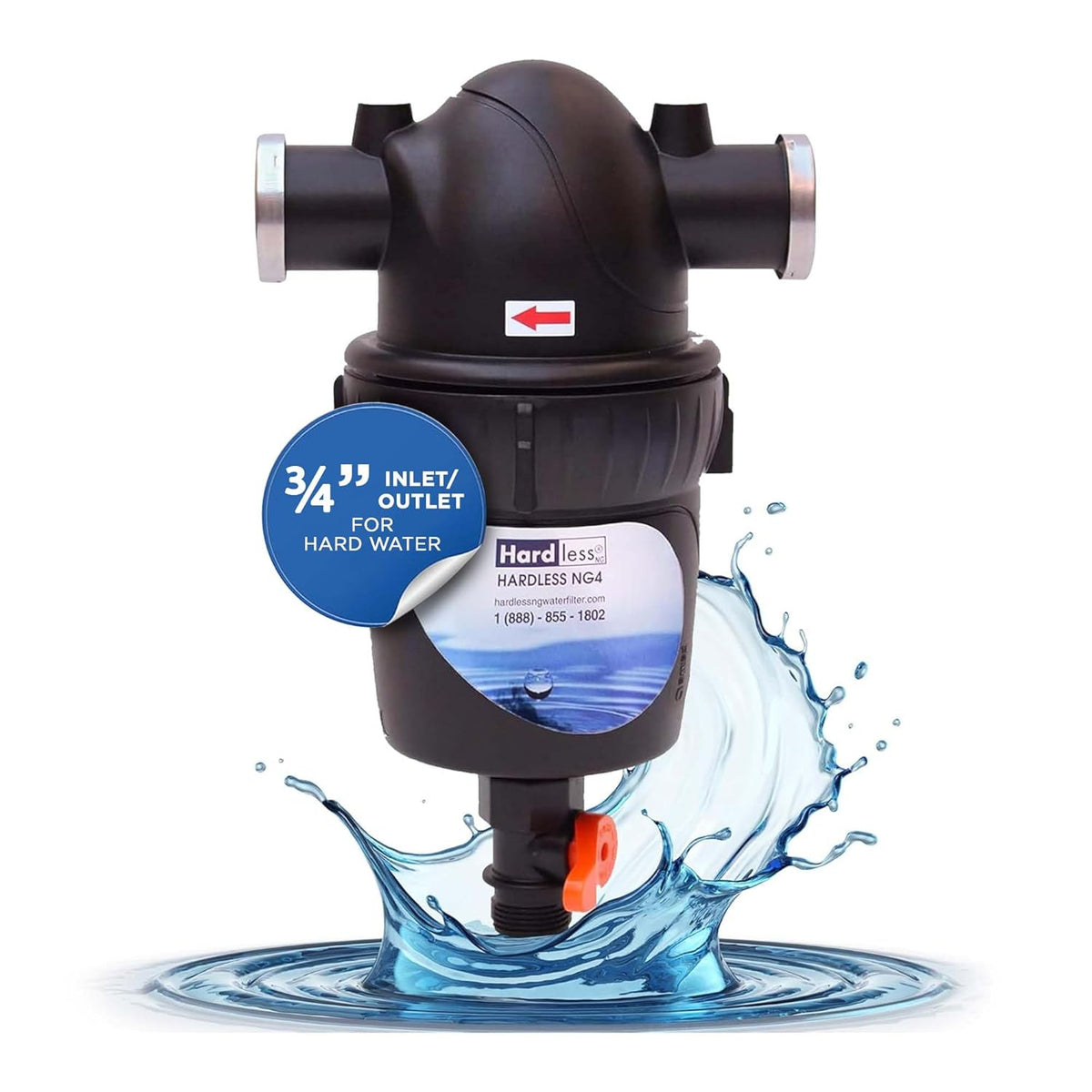 Hardless NG4 Whole House Water Filter- Salt-Free Alternative Softening Device- Reduces Limescale