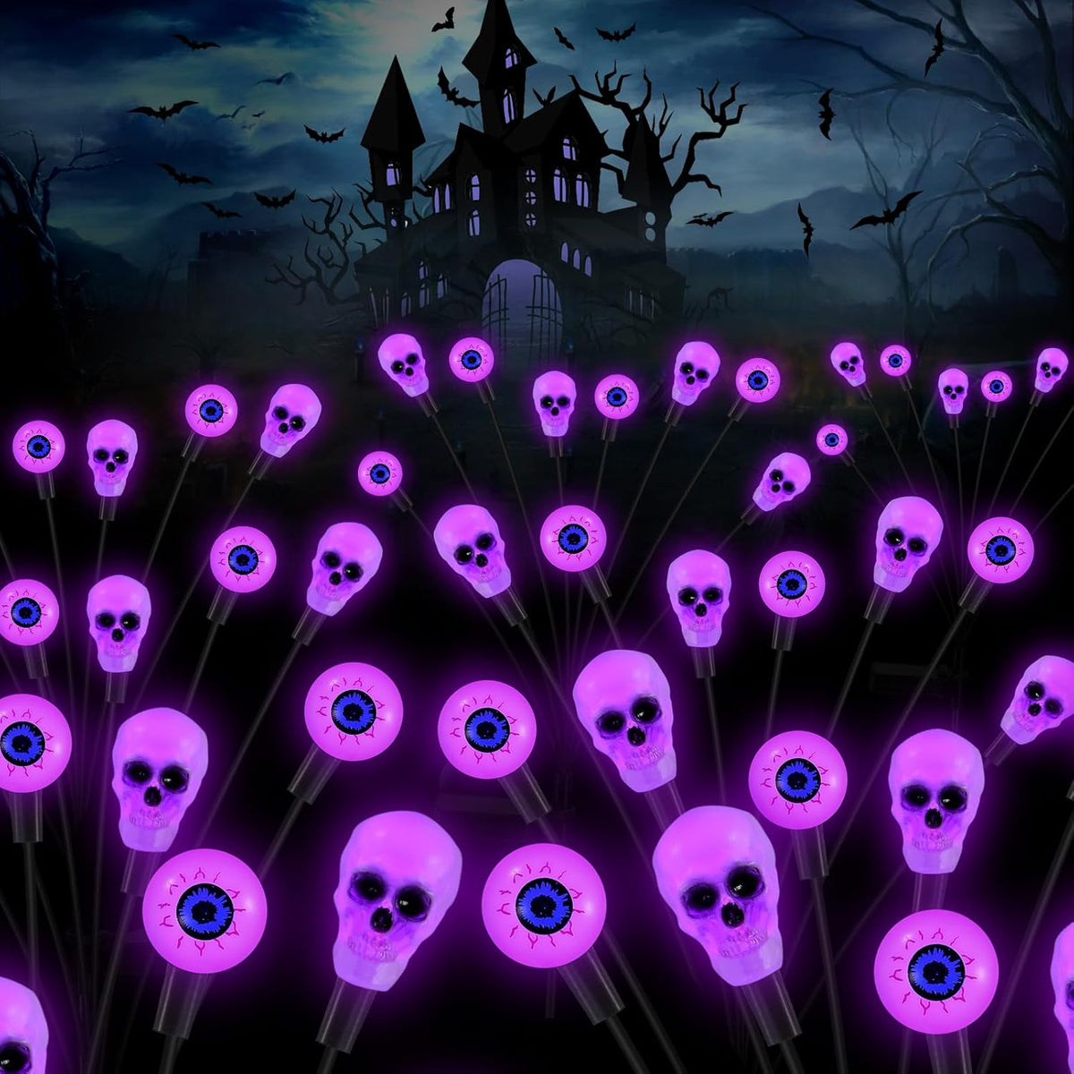 Solar Halloween Lights Outdoor, Scary Eyeball Lights, 4PACK 32LED, IP65 Waterproof, Decor for