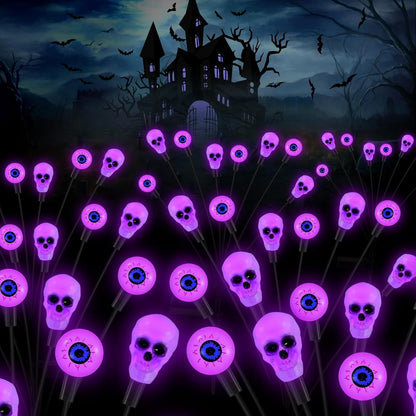 Solar Halloween Lights Outdoor, Scary Eyeball Lights, 4PACK 32LED, IP65 Waterproof, Decor for