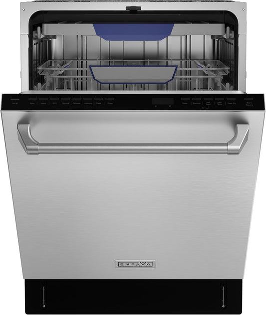 Empava 24 Inch Built-in Dishwasher, Stainless Steel Tub, 15 Place Settings 8 Wash Cycles, 3 Racks