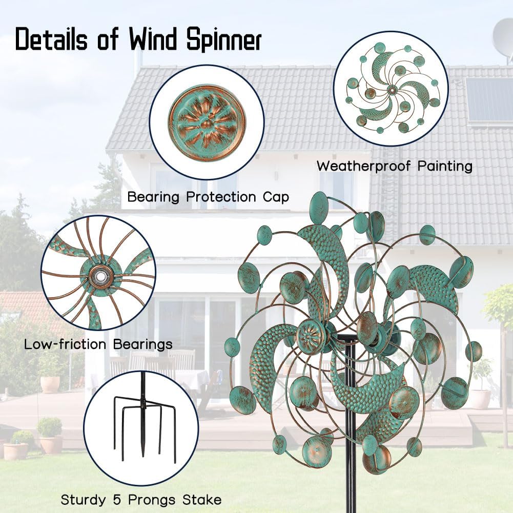 DREAMYSOUL Wind Spinner, Kinetic Wind Spinners Outdoor Metal, Garden Spinner for Yard Outside Patio