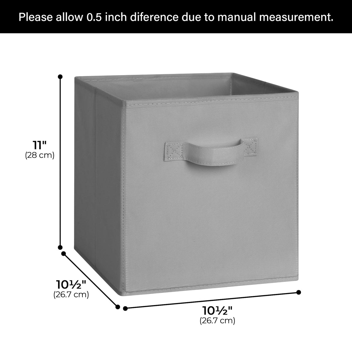 Cupic Cupid 6-Pack 11x11 Fabric Storage Cubes, Cube Storage Bins, Gray