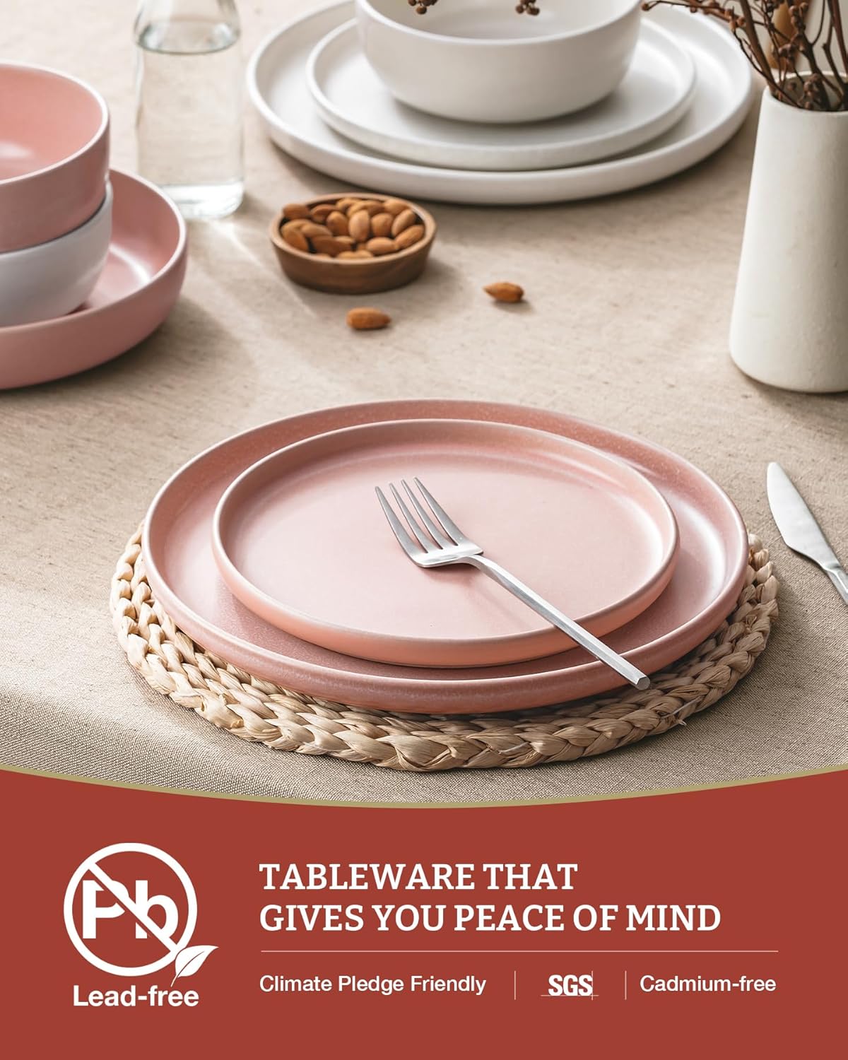 Famiware Milkyway Plates and Bowls Sets, 12 Pieces Dinnerware Sets, Reactive Glaze Dish Set