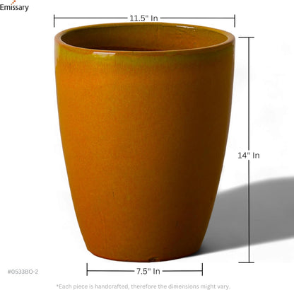 Emissary Home and Garden Bullet 11.5 in. Bright Orange Ceramic Round Planter (11.5 in. L x 11.5 in.