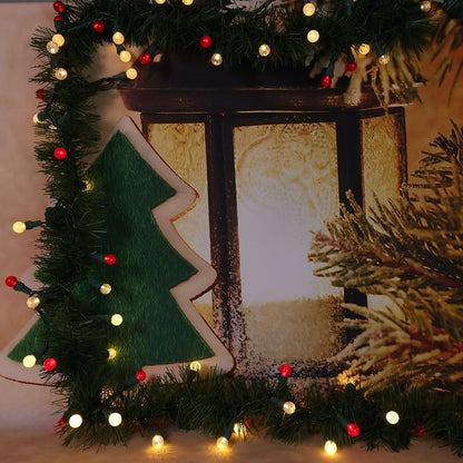 G15 Pearlized Red White Christmas Lights - 19Ft 70 LEDs Waterproof Connectable LED String Lights