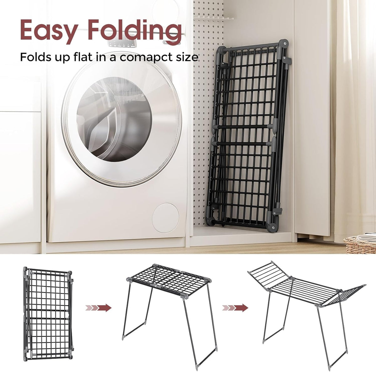 APEXCHASER Clothes Drying Rack Foldable, Large Drying Rack Clothing, Winged Laundry Rack Folding