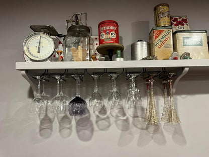 7 Inch Black Wine Glass Rack, Under Cabinet Wine Glass Holder, Wine Glass Hangers Under Shelf