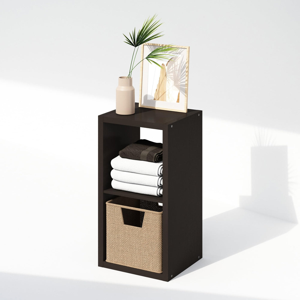 Furinno Cubic Extra Thick 2-Cube Closet Organizers and Storage, Dark Oak