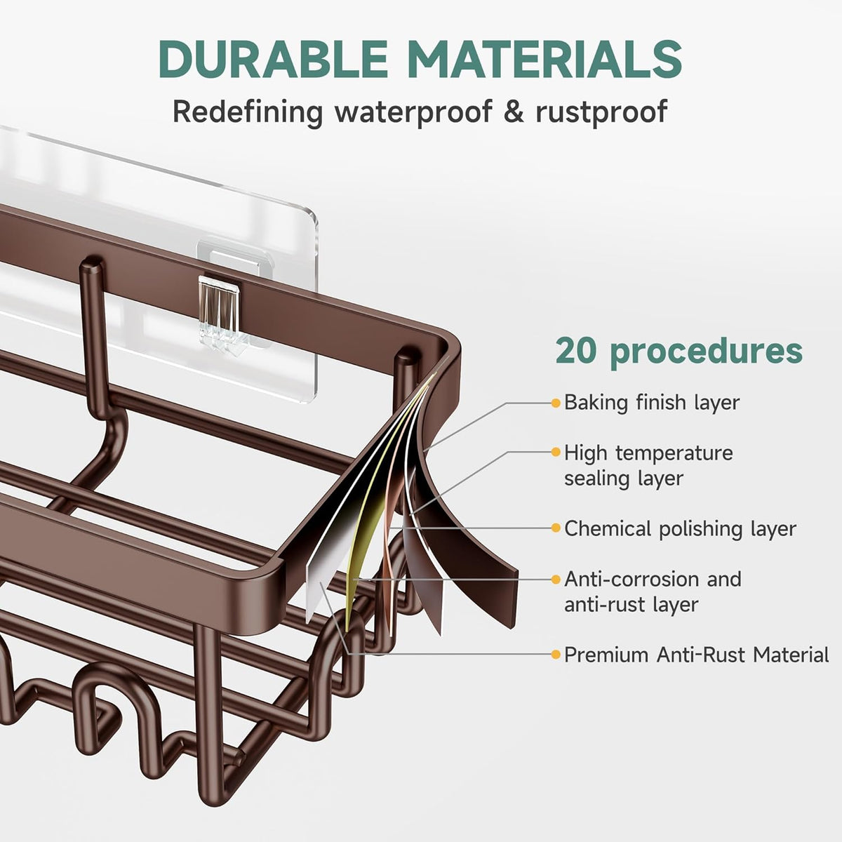 Veken Shower Caddy 6-Pack, No Drilling & Rustproof, Waterproof Adhesive Shelves Rack with Soap