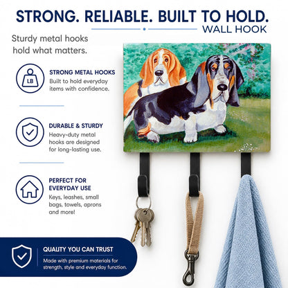 Caroline's Treasures 7061TH68 Basset Hound Double Trouble Leash or Key Holder, Wall Hooks, Key