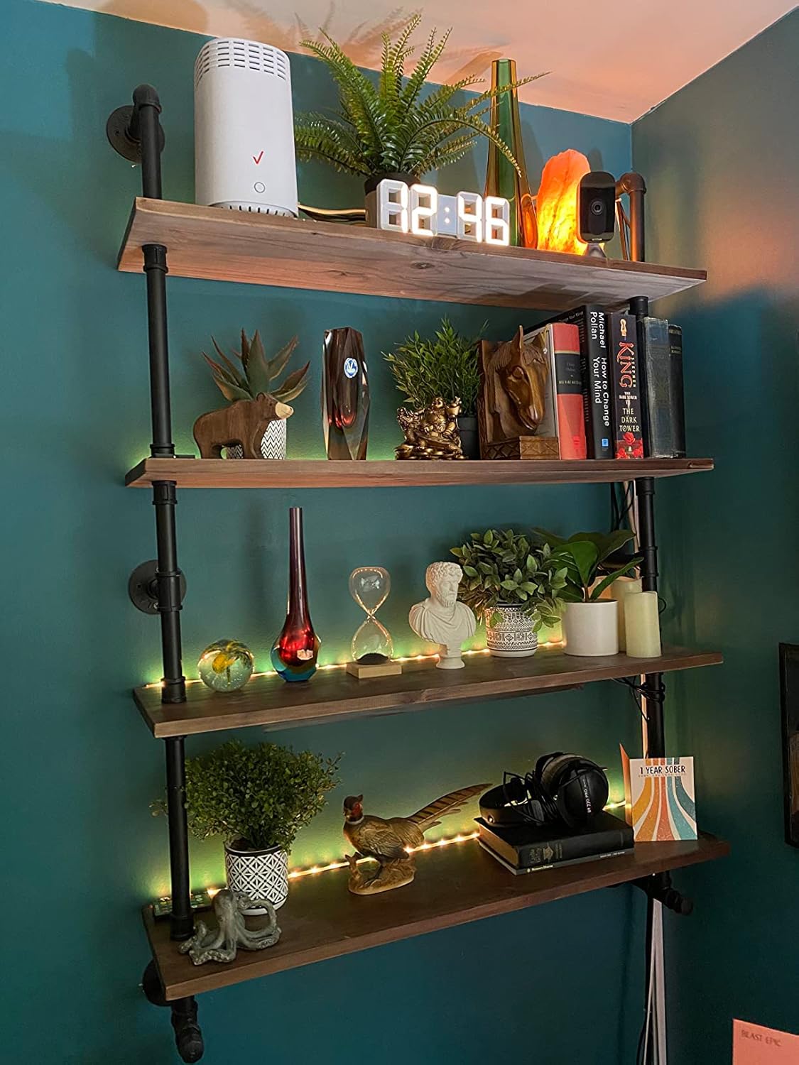 ROGMARS Floating Shelves for Wall,Solid Wood Shelves Industrial Pipe Shelving 36inch for Wall