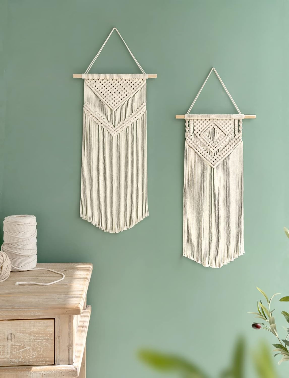 Dahey 2 Pcs Macrame Wall Hanging Woven Tapestry Wall Art Decor - Beautiful for Boho Home Decor