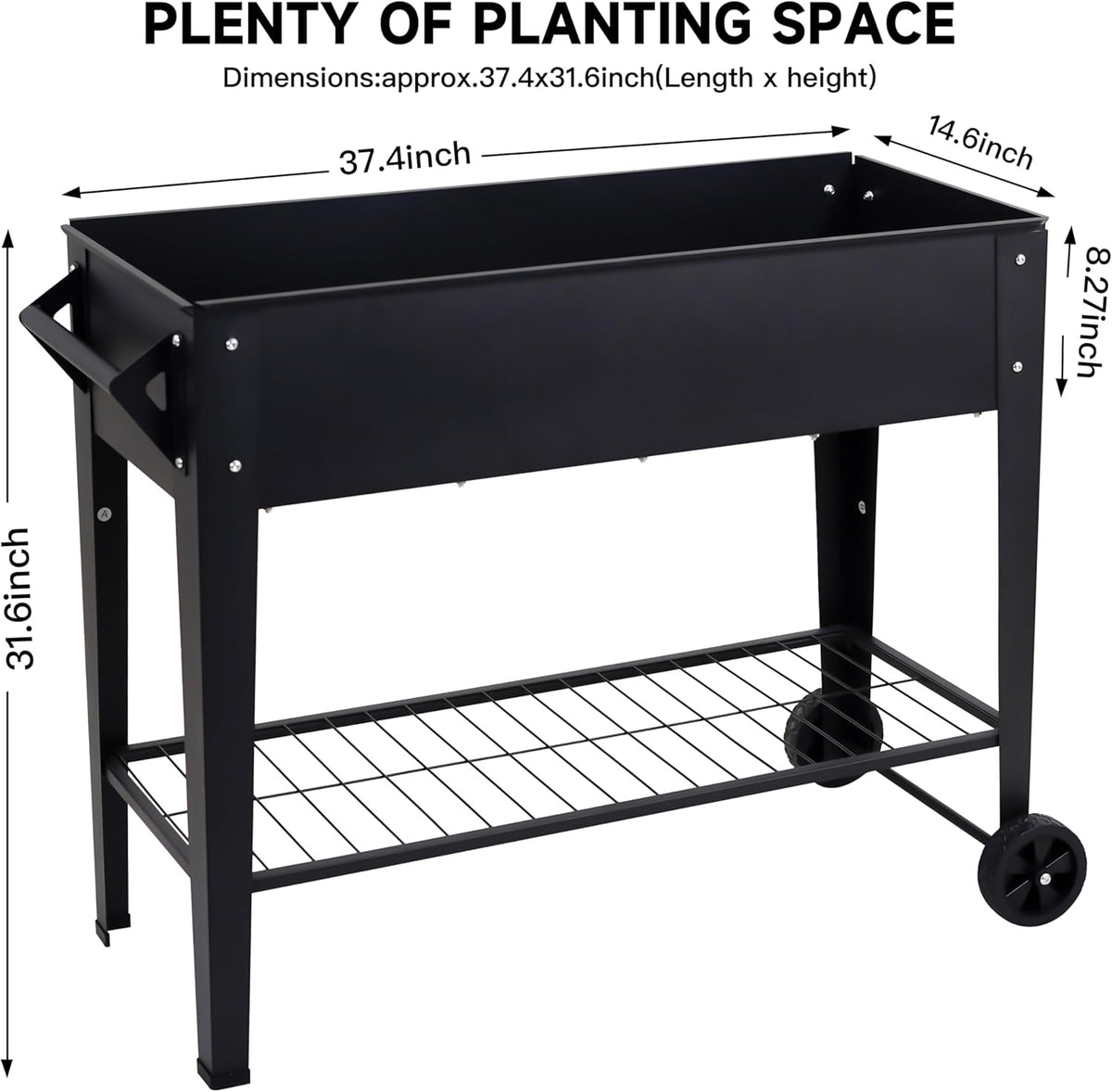 Elevate 32" Tall Raised Garden Bed Outdoor with Wheels & Shelf for Mobility, 400LBS Capacity