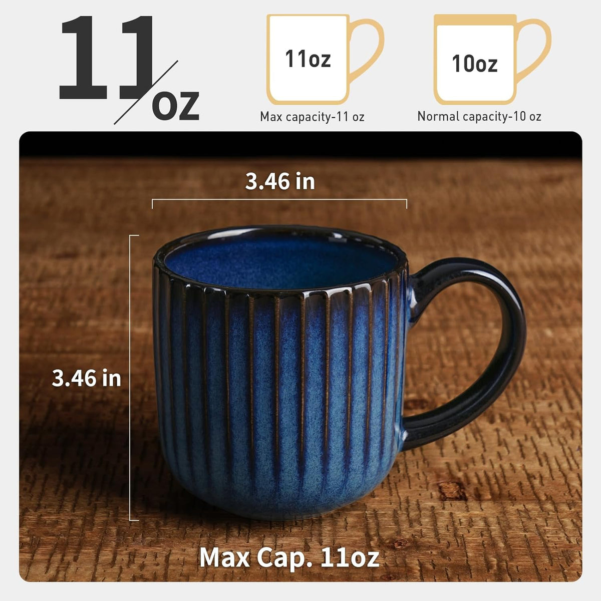 famiware Coffee Mugs Set of 4, Starlight 11 oz Mug Cup Set with Handle for Coffee, Tea, Cocoa, Milk