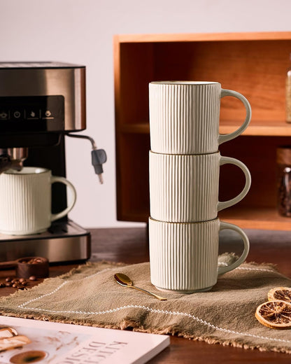 famiware Coffee Mug Set for 4, Star 12 oz Catering Mugs Cup Set with Handle for Coffee, Tea, Cocoa