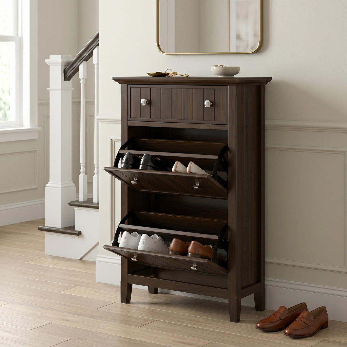 SIMPLIHOME Acadian 36" Wide Solid Wood Cabinet in Black